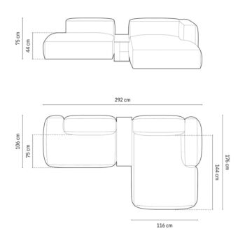 Čierna modulárna rohová pohovka (pravý roh) Martina – Micadoni Home – Obrázok 6