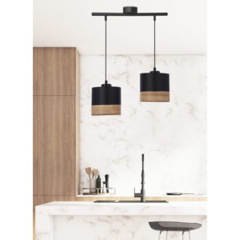 Čierne závesné svietidlo s textilným tienidlom ø 15 cm Porto – Candellux Lighting - Image 2