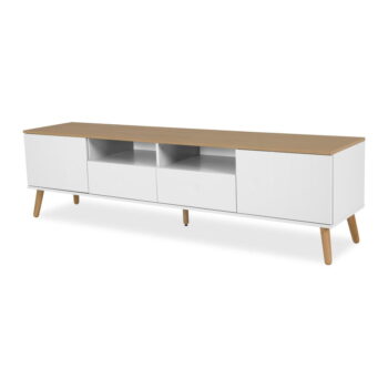 Biely TV stolík s detailmi v dekore dubového dreva Tenzo Dot, šírka 192 cm - Image 4