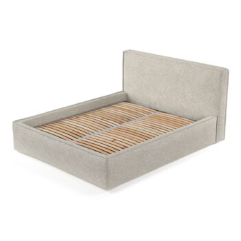 Béžová čalúnená dvojlôžková posteľ s úložným priestorom s roštom 200x200 cm Lounge L – Maison de Rêve - Image 6