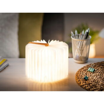 Oranžová LED stolová lampa s textilným tienidlom (výška  2,5 cm) Booklight – Gingko – Obrázok 4