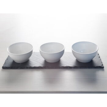 Súprava 3 bielych porcelánových omáčkových misiek s podstavcom Mikasa - Image 3