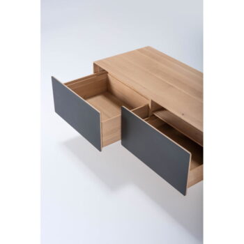 TV stolík z dubového dreva v čierno-prírodnej farbe 160x48 cm Fina – Gazzda - Image 5