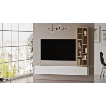 TV stolík v dekore duba v bielo-prírodnej farbe 175x25x27 cm – Kalune Design – Obrázok 2