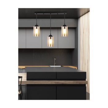 Čierne závesné svietidlo so skleneným tienidlom 10x55 cm Bistro - Candellux Lighting - Image 9