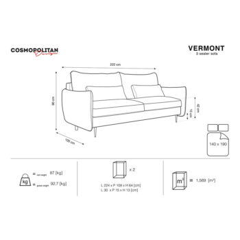 Červená rozkladacia pohovka s úložným priestorom Cosmopolitan Design Vermont - Image 7