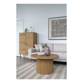 Okrúhly konferenčný stolík v dekore topoľa v prírodnej farbe ø 80 cm Boavista – House Nordic – Obrázok 2