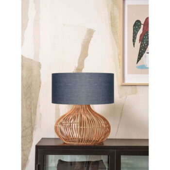 Stolová lampa s textilným tienidlom v tmavo-šedo prírodnej farbe (výška 60 cm) Kalahari – Good&Mojo - Image 2