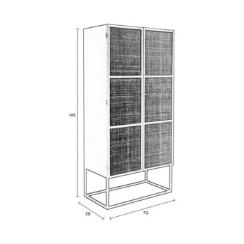 Čierna ratanová vysoká komoda 70x145 cm Guuji - White Label – Obrázok 6