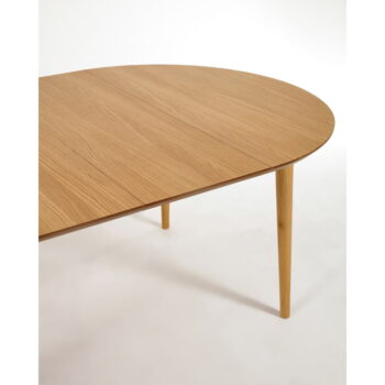 Rozkladací jedálenský stôl v dekore duba v prírodnej farbe ø 120 cm Oqui – Kave Home - Image 9