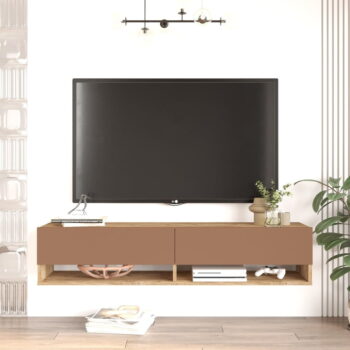 TV stolík v dekore borovice v tehlovo-prírodnej farbe 140x29x32 cm – Kalune Design - Image 2
