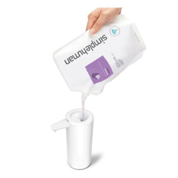 Biely bezdotykový oceľový dávkovač mydla 266 ml – simplehuman - Image 10