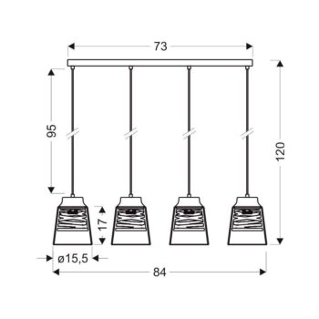 Čierne závesné svietidlo so skleneným tienidlom 15.5x84 cm Fresno - Candellux Lighting - Image 4