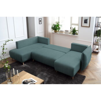 Tyrkysovomodrá rozkladacia rohová pohovka (ľavý roh/do tvaru "U") Nessa – Bobochic Paris - Image 7