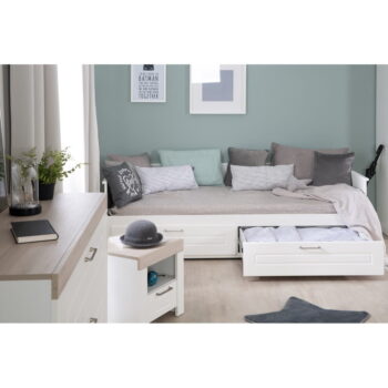 Biela jednolôžková posteľ s úložným priestorom a roštom 90x200 cm Felicia – Roba - Image 6