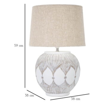 Stolová lampa s textilným tienidlom v bielo-zlatej farbe (výška 59 cm) Atene – Mauro Ferretti - Image 5