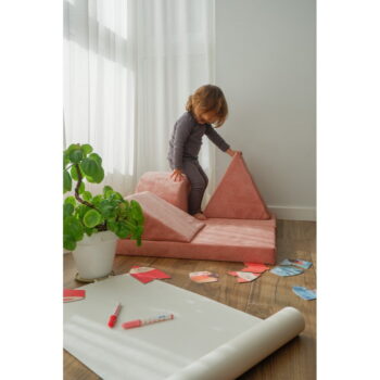Svetloružový menčestrový detský puf Montessori - Little Nice Things - Image 3