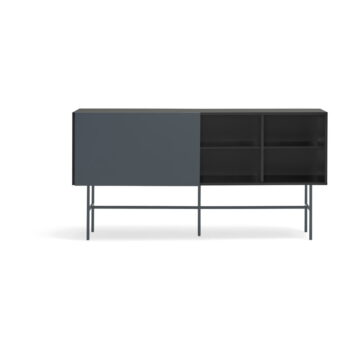 Čierno-antracitová nízka komoda s posuvnými dverami 180x91 cm Nube – Teulat - Image 7