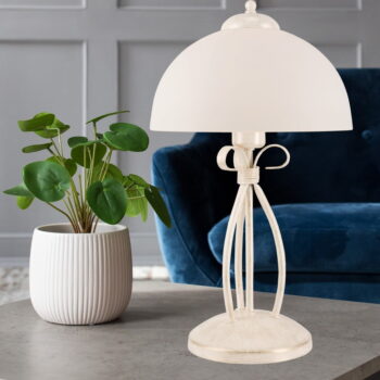 Biela stolová lampa so skleneným tienidlom (výška  43 cm) Adelle – LAMKUR – Obrázok 4