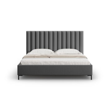Tmavosivá čalúnená dvojlôžková posteľ s úložným priestorom s roštom 200x200 cm Casey – Mazzini Beds - Image 3