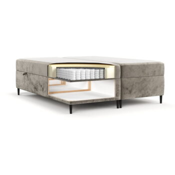 Svetlohnedá boxspring posteľ s úložným priestorom 180x200 cm Araya – Maison de Rêve - Image 3