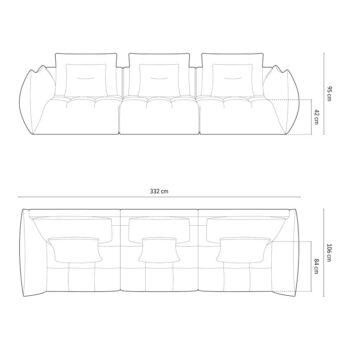 Červená pohovka 332 cm Bloom – Micadoni Home - Image 7