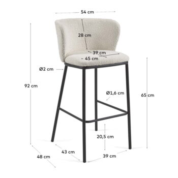 Biela barová stolička (výška sedadla 65 cm) Ciselia – Kave Home - Image 2
