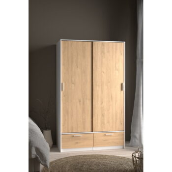 Šatníková skriňa v dekore duba s posuvnými dverami v bielo-prírodnej farbe 121x200 cm Line – Tvilum - Image 5