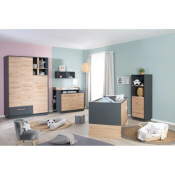 Detská knižnica v dekore duba v antracitovo–prírodnej farbe 55x150 cm Lenn – Roba - Image 6