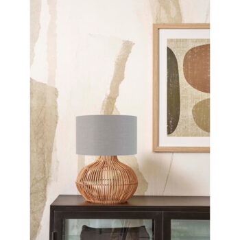 Stolová lampa s textilným tienidlom vo svetlo šedo-prírodnej farbe (výška 48 cm) Kalahari – Good&Mojo – Obrázok 2