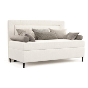 Krémovobiela čalúnená jednolôžková posteľ 90x200 cm Alba – Maison de Rêve - Image 10