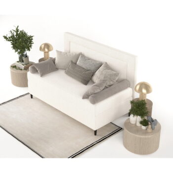 Krémovobiela čalúnená jednolôžková posteľ 90x200 cm Alba – Maison de Rêve - Image 7