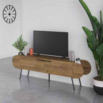 TV stolík v dekore orecha v prírodnej farbe 195x57 cm Saluso – Marckeric - Image 7