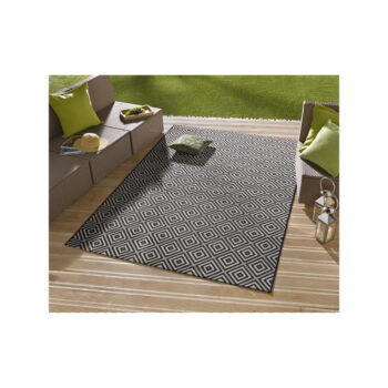 Čierno-biely vonkajší koberec NORTHRUGS Karo, 80 x 150 cm - Image 2