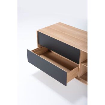 TV stolík z dubového dreva v čierno-prírodnej farbe 150x64 cm Fina – Gazzda - Image 4