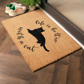 Rohožka z kokosového vlákna 60x90 cm Life Is Better With a Cat – Artsy Doormats - Image 5
