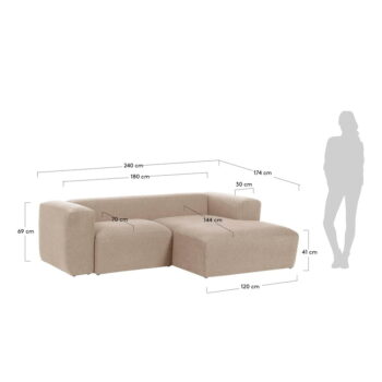 Béžová rohová pohovka Kave Home Blok, pravý roh - Image 2