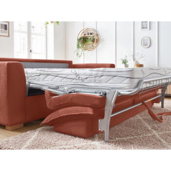 Menčestrová rozkladacia pohovka v tehlovej farbe 225 cm Augustin – Bobochic Paris - Image 10