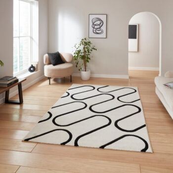 Čierno-biely koberec 160x230 cm Linear Curve – Catherine Lansfield - Image 4