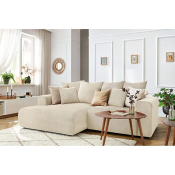 Krémová zamatová rohová pohovka Enjoy – Bobochic Paris - Image 9