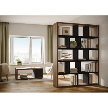 Hnedo-čierna knižnica v dekore orecha 150x198 cm Berlin – TemaHome - Image 2