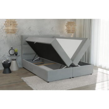 Svetlosivá boxspring posteľ s úložným priestorom 160x200 cm Lola – Ropez - Image 4