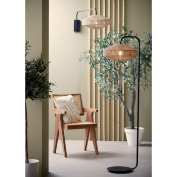 Stojacia lampa s textilným tienidlom v matnej čierno-prírodnej farbe (výška 164 cm) Lyra – Light & Living – Obrázok 2