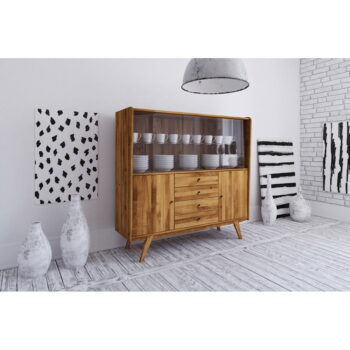 Vitrína z dubového dreva 160x154 cm Retro - The Beds - Image 7