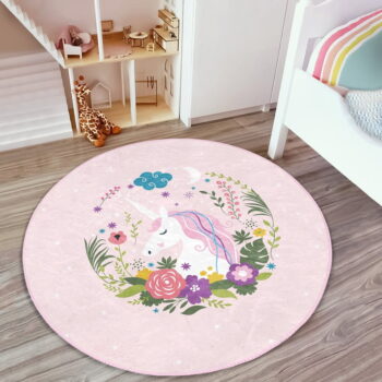 Ružový detský koberec ø 80 cm Comfort – Mila Home - Image 6