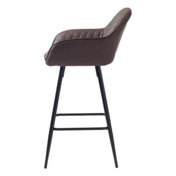 Tmavohnedá barová stolička z imitácie kože (výška sedadla 67 cm) Milton – Unique Furniture - Image 4