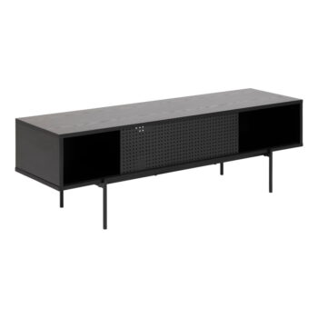 Čierny TV stolík v dekore jaseňa 140x45 cm Angus – Actona - Image 3