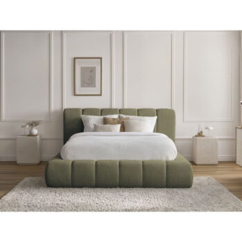 Zelená čalúnená dvojlôžková posteľ s úložným priestorom s roštom 140x190 cm Denali – Bobochic Paris – Obrázok 7