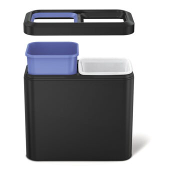 Matne čierny oceľový odpadkový kôš na triedený odpad 20 l – simplehuman - Image 3