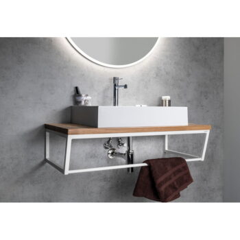 Biely oceľový závesný podstavec pod umývadlo 60x20 cm Ska – Sapho – Obrázok 2